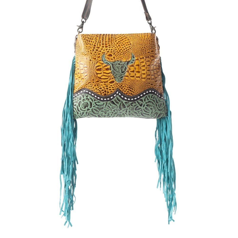 Myra Bag Leather & Hairon Bag Western Boho Leather Handbag NWT Purse